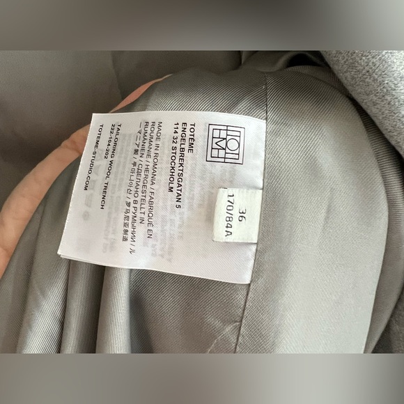 Toteme tailoring trench in light grey 100% wool - Picture 12 of 13